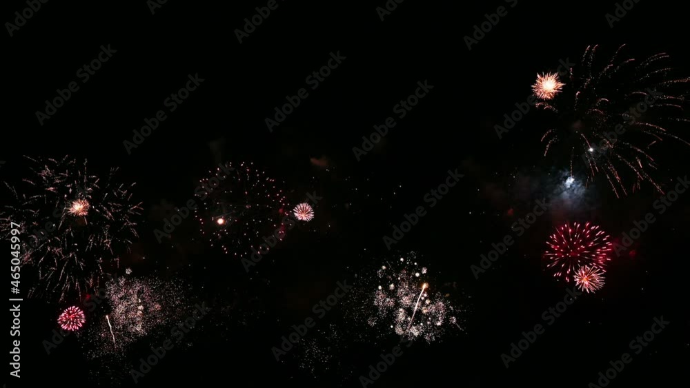 Colorful fireworks exploding with shining in annual festival