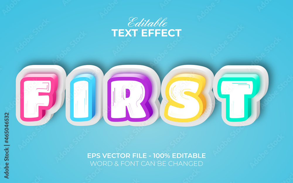 3D colorful text effect kids style. Editable text effect. 3D colorful text effect kids style. Editable text effect.