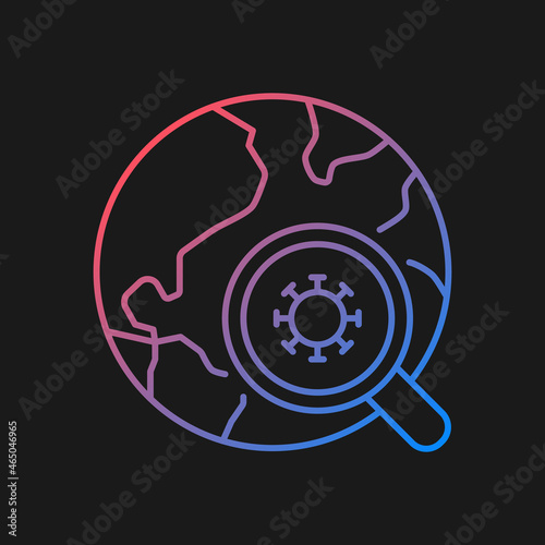 Epidemiological trials gradient vector icon for dark theme. Disease outbreak investigation. Control health problems. Thin line color symbol. Modern style pictogram. Vector isolated outline drawing