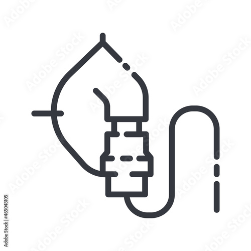 Black linear medical icon of a medical face mask. Outline symbol