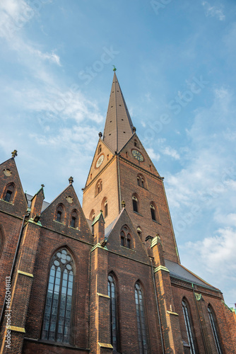 View over Saint Peter Church  protestant cathedral in historical and touristic downtown of Hamburg  Germany.