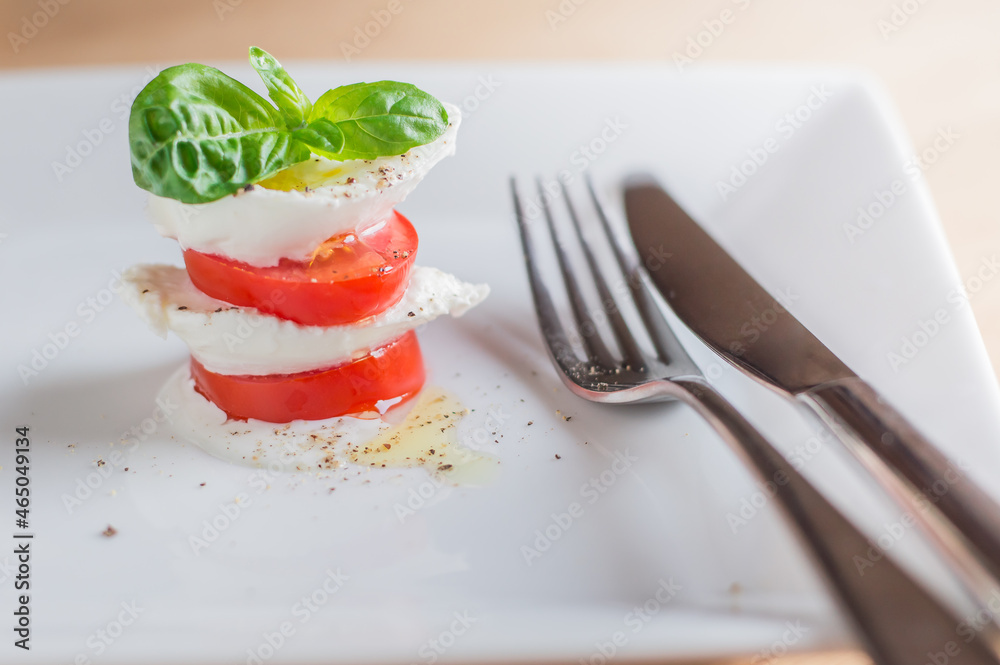 Caprese salad with mozarella cheese,tomatoes and basil.creative option Caprese salad with mozarella cheese,tomatoes and basil.creative option