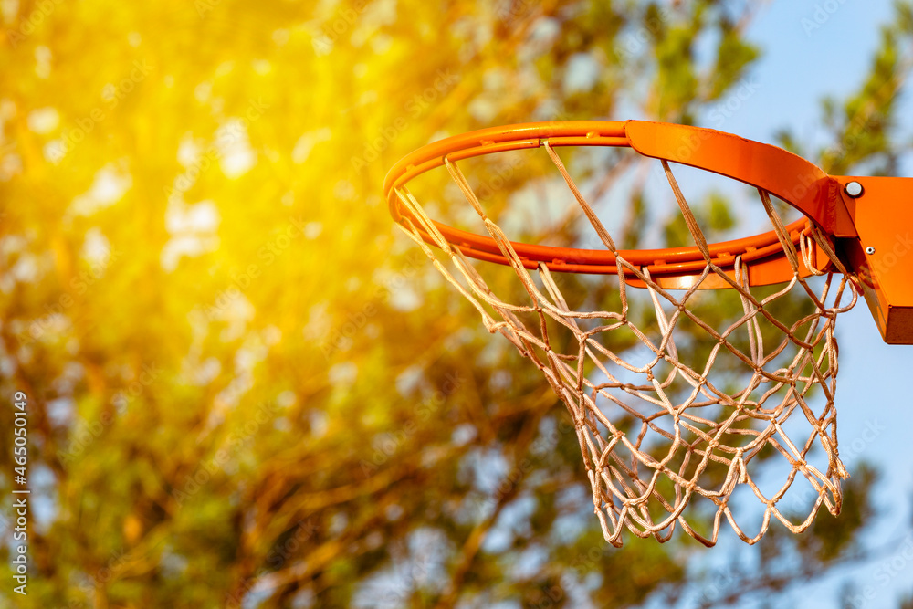 Basketball hoop close up