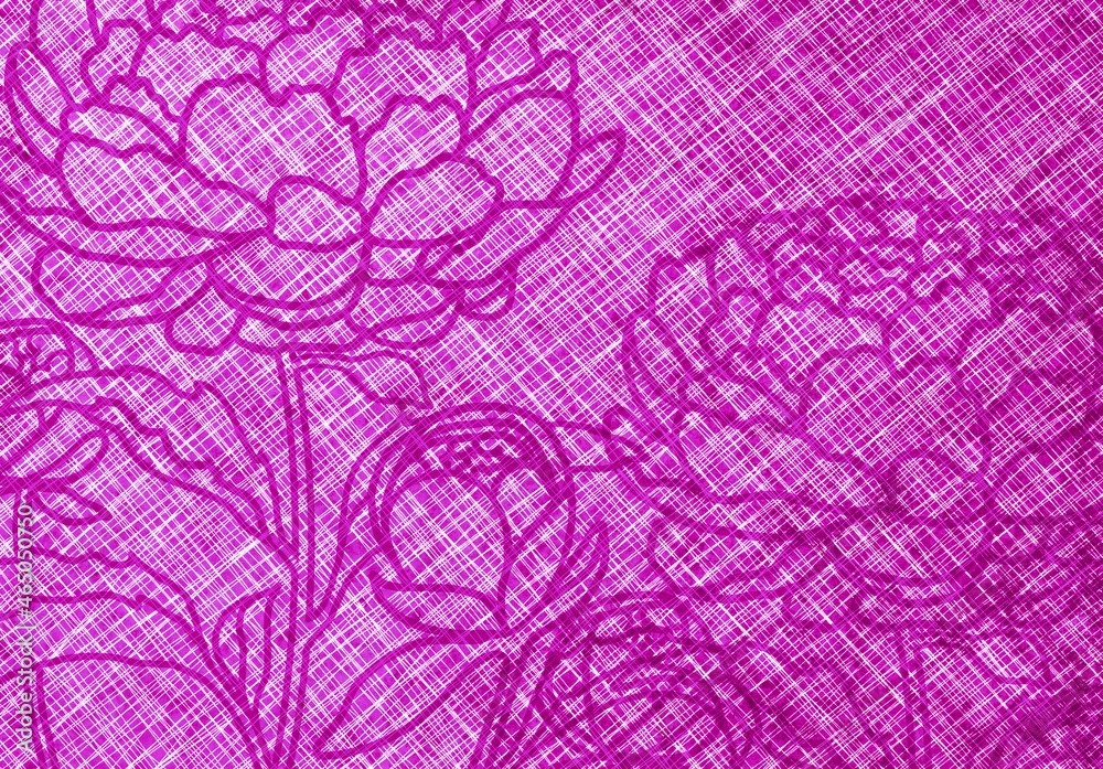 Pink magenta checkered background with flowers. Watercolor texture. Old vintage background with blur, gradient and grunge texture. Background paper texture for graphic design and artistic creation. Pink magenta checkered background with flowers. Watercolor texture. Old vintage background with blur, gradient and grunge texture. Background paper texture for graphic design and artistic creation.