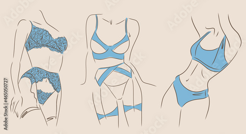 Beautiful woman in lingerie underwear isolate on beige background