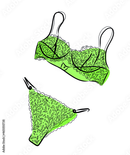 A beautiful woman in lingerie underwear isolates on background. Vector