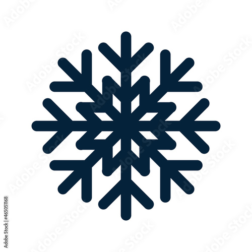 Snowflake Silhouette. Christmas and Winter Traditional symbol for logo, web, print, sticker, emblem, greeting and invitation card design and decoration