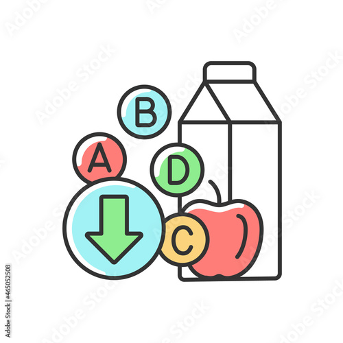 Vitamin deficiency RGB color icon. Lack of nutrients due to hunger. Inadequate nutrition. Health problem. Dietary intake. Mineral malnutrition. Isolated vector illustration. Simple filled line drawing