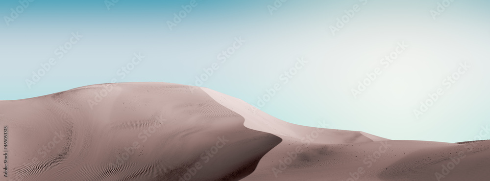 Pale gray dunes and teal sky. Desert dunes landscape with contrast skies. Minimal abstract background. 3d rendering Pale gray dunes and teal sky. Desert dunes landscape with contrast skies. Minimal abstract background. 3d rendering