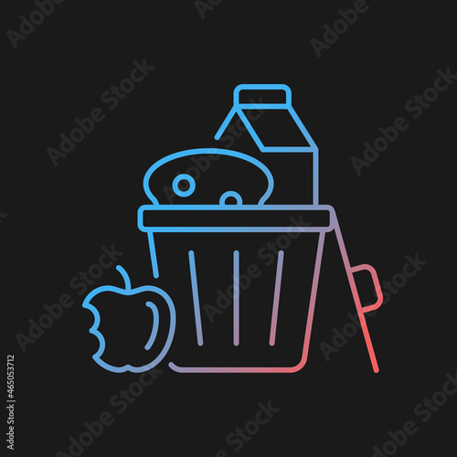 Food misuse gradient vector icon for dark theme. Excessive nutrition and addictive overeating. Food imbalance in world. Thin line color symbol. Modern style pictogram. Vector isolated outline drawing
