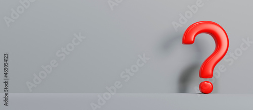 Red Question mark on gray background, 3D rendering illustration