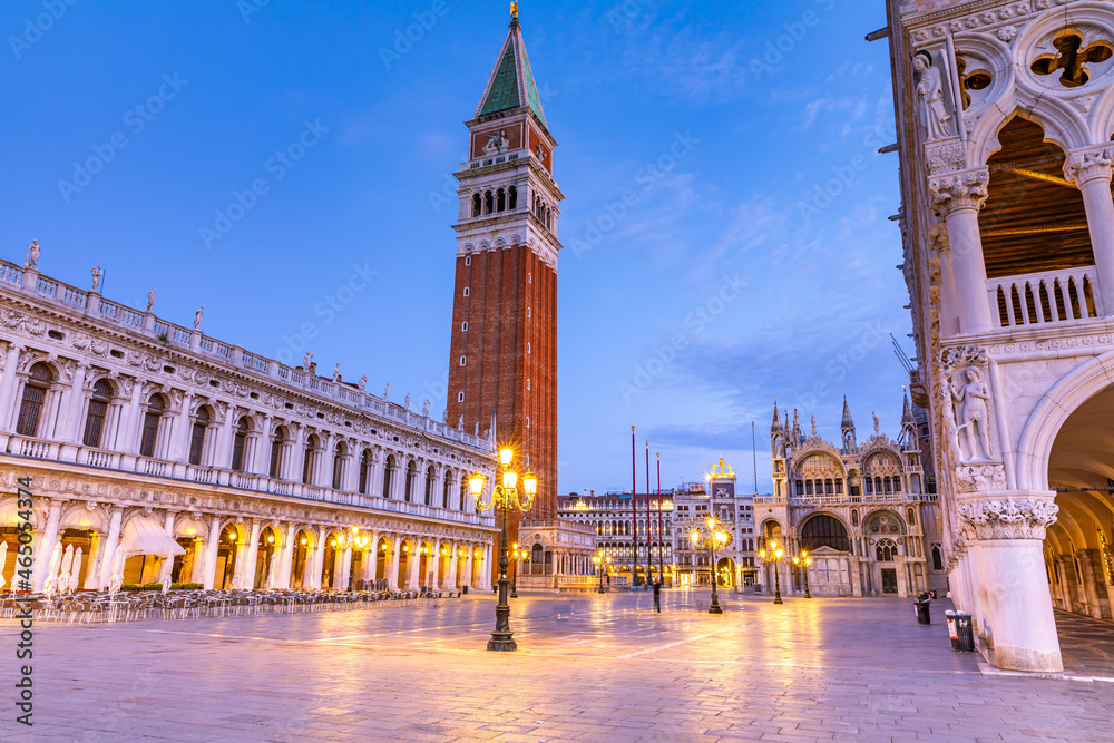 St. Mark's Square in Venice at night, Italy