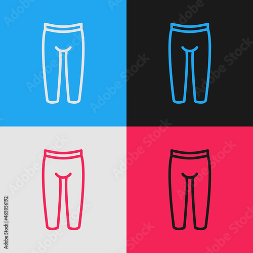Pop art line Leggings icon isolated on color background. Vector