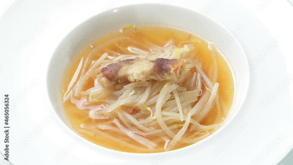 Chinese special home cooking beef and bean sprout soup