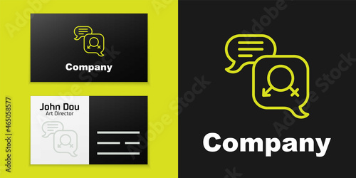 Logotype line Gender equality icon isolated on black background. Equal pay and opportunity business concept. Logo design template element. Vector