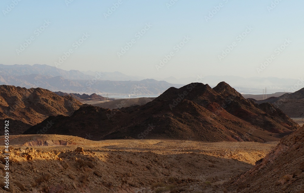 Fototapeta premium Hiking in evening in Shehoret mountains, south Israel 