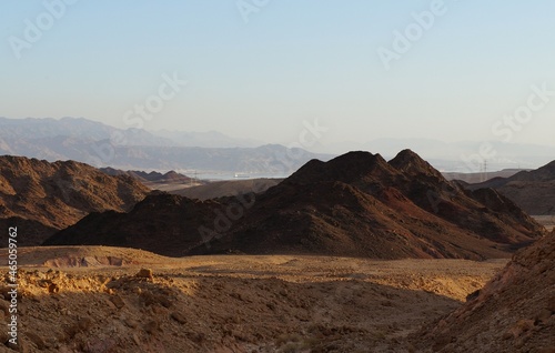 Hiking in evening in Shehoret mountains, south Israel 