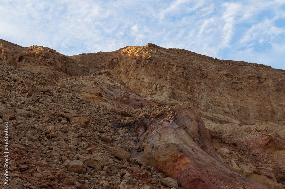 Hiking in evening in Shehoret mountains, south Israel 