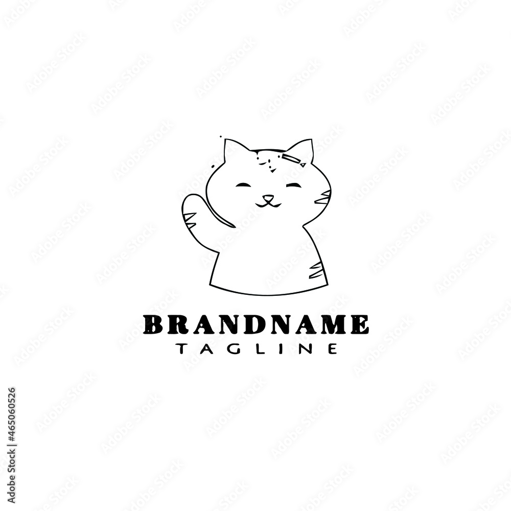 cat logo cartoon design icon template black isolated vector illustration