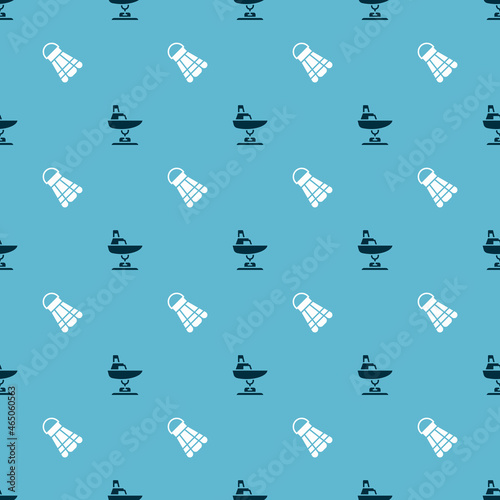 Set Swing boat and Badminton shuttlecock on seamless pattern. Vector