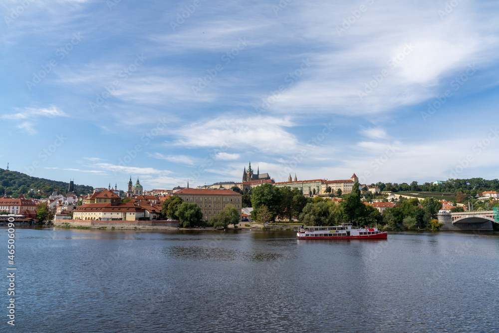 view of the Vltava River and Prague Castle and city