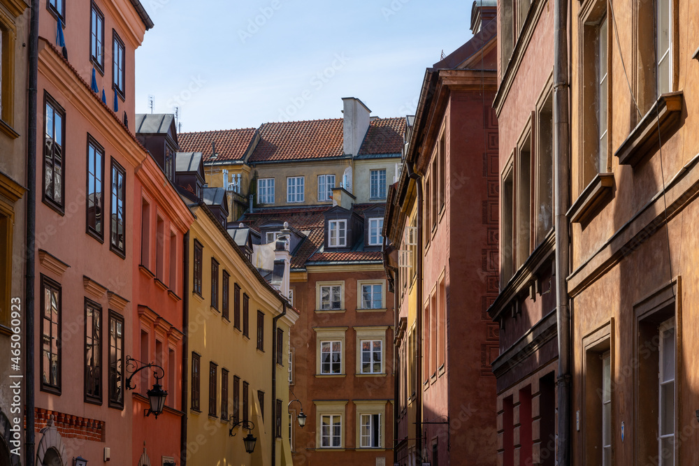 colorful houses in the historic city center of Warsaw