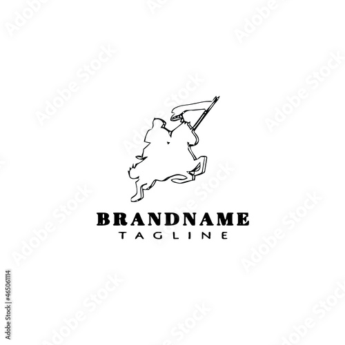 cavalry logo cartoon design icon black isolated vector illustration