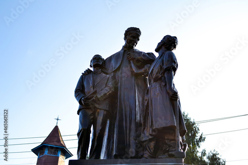 An antique sculpture of Saint John Bosco “Don Bosco”, priest, confessor, founder of “Father and Techer of Youth from Catholic Church born in Sardinia and died in Turin, Italy with street children