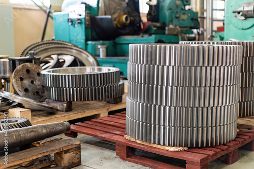 The gear wheel in the warehouse after heat and milling. photo