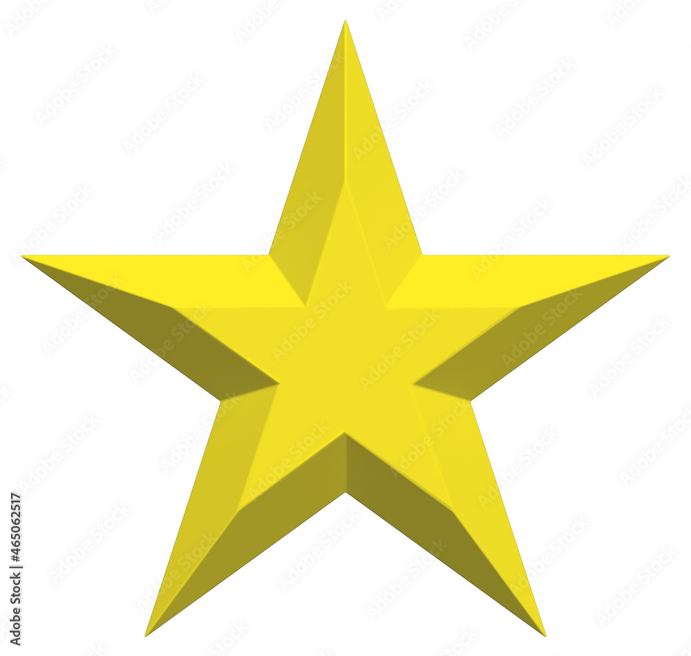 Obraz premium 5 point star - Christmas Star - yellow single isolated on white - 3d rendering