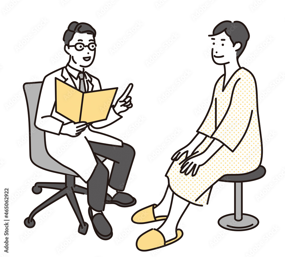 シンプル イラスト 医者から検査結果を聞く患者の男性 Stock Vector Adobe Stock