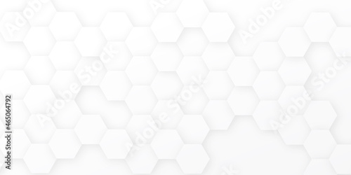 Fototapeta Naklejka Na Ścianę i Meble -  abstract technological honeycomb geometric seamless pattern with hexagons.modern stylist 3d honeycomb geometric white hexagon background with blurry effects.