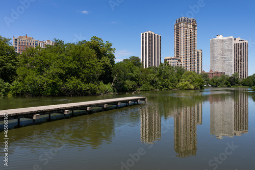 North Pond in Lincoln Park Chicago with Reflections of Skyscrapers during the Summer © James