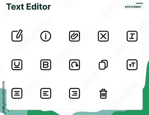 Set of vector line icons of text editor packs for modern concepts, website, apps, and ads