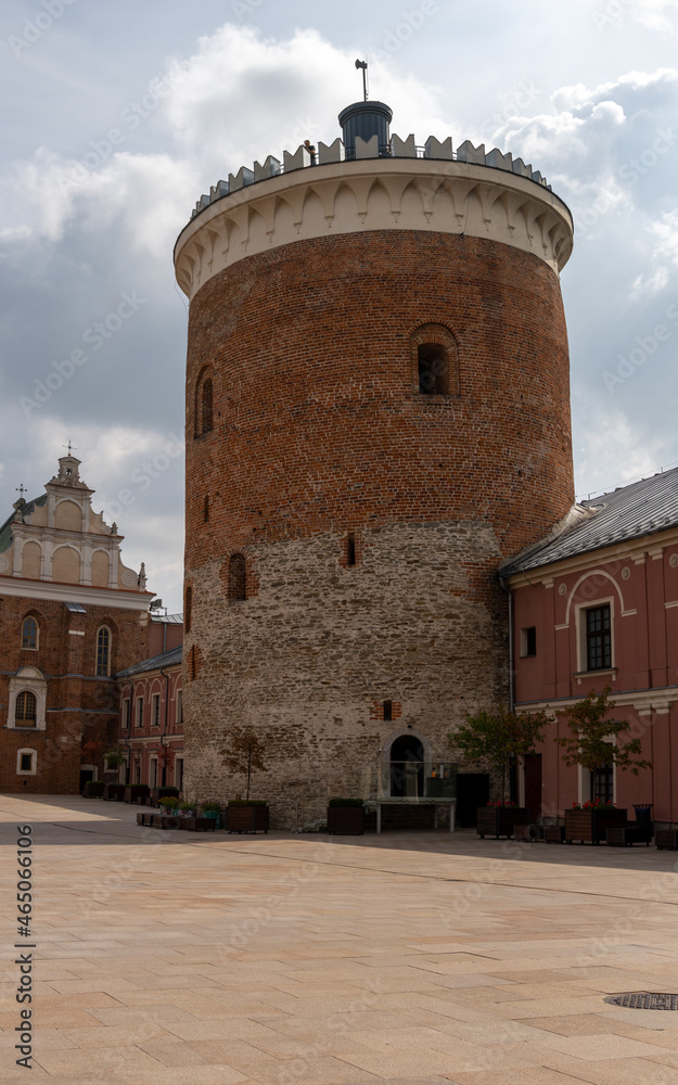 courtyard with guard tower and administrative buildings inside the Lublin Castle in the historic city center
