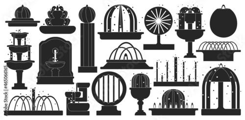 Fountain isolated black set icon. Vector illustration waterfall on white background. Vector black set icon fountain.