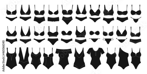 Underwear black set icon.Vector illustration illustration lingerie on white background .Black vector set icon underwear.