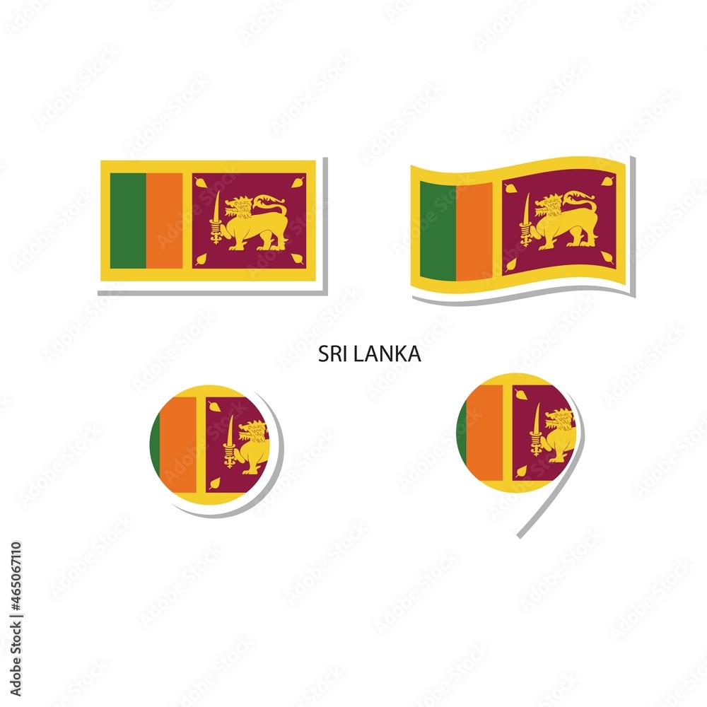 Sri Lanka flag logo icon set, rectangle flat icons, circular shape, marker with flags. Sri Lanka flag logo icon set, rectangle flat icons, circular shape, marker with flags.
