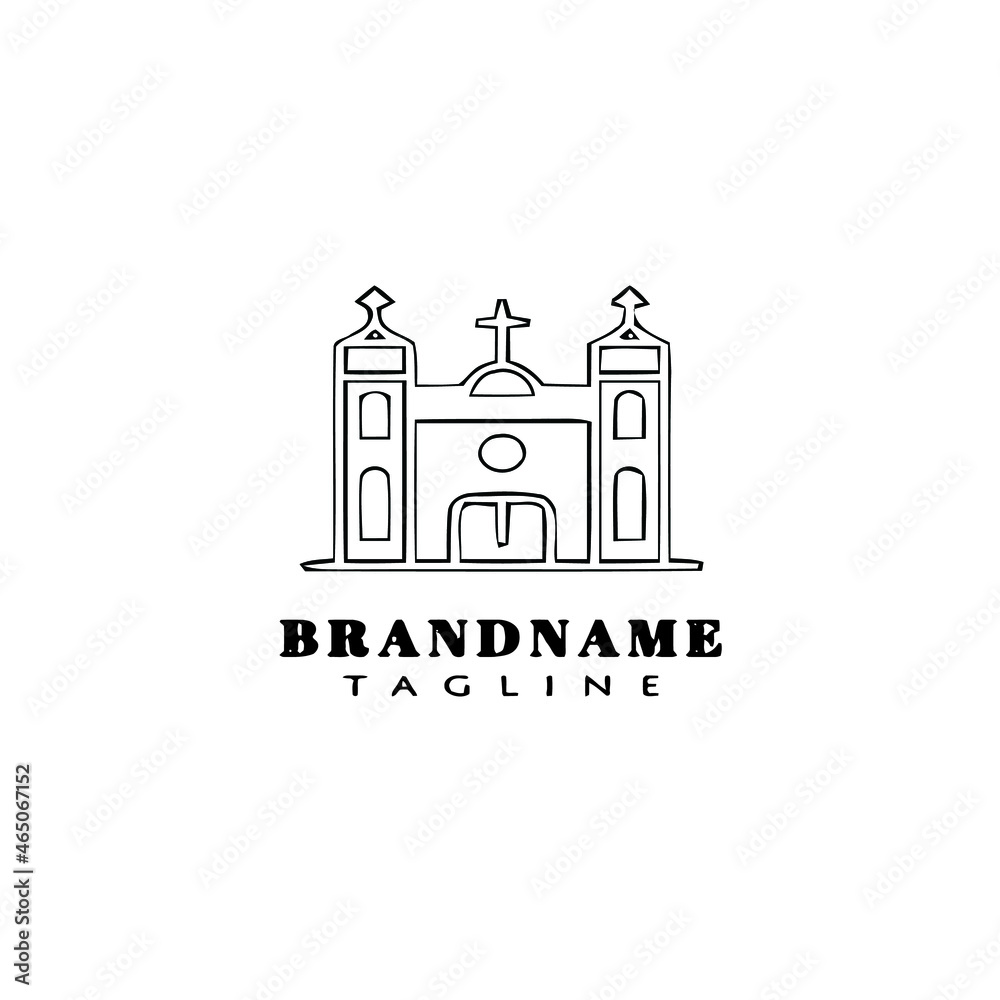 church cartoon logo icon design template black isolated vector
