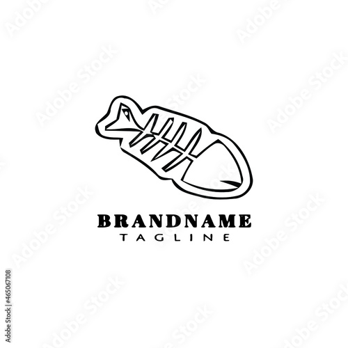 fish bone logo cartoon design template icon black isolated vector