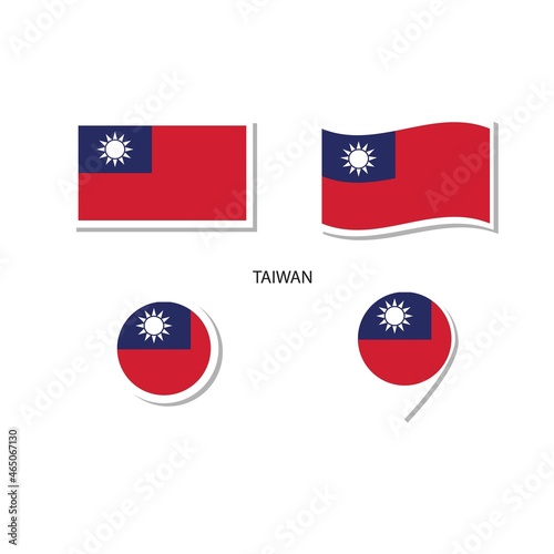 Taiwan flag logo icon set, rectangle flat icons, circular shape, marker with flags. Free Download Taiwan flag logo icon set, rectangle flat icons, circular shape, marker with flags. - GFXLoad