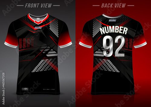 Soccer jersey design template, uniform front and back view	
