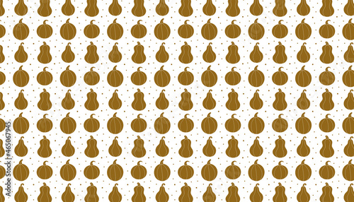 Pumpkin silhouette pattern, background, banner. Autumn holiday. Thanksgiving Halloween decor. Vegan vegetarian food. Kitchen element. Groceries shop. Gardening, farming.