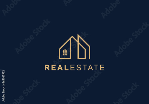 Luxurious Real Estate Property Construction Broker Abstract Flat Minimalistic Home Premium Logo Design Template