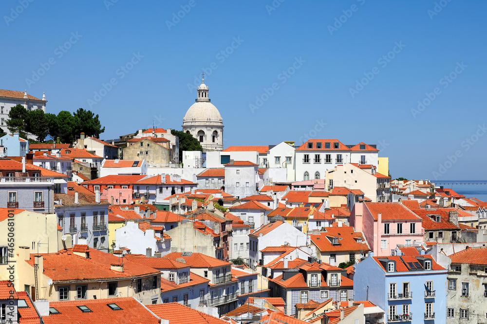 View of Alfama district of Lisbon from Miradouro Das Portas Do Sol
