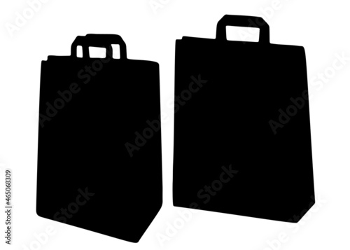 Bags with handles for shop and gift. Vector image.