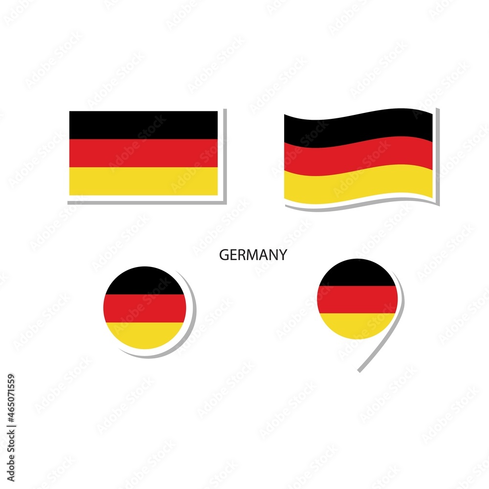 Germany flag logo icon set, rectangle flat icons, circular shape, marker with flags. Germany flag logo icon set, rectangle flat icons, circular shape, marker with flags.
