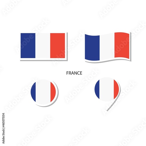 Free Download France flag logo icon set, rectangle flat icons, circular shape, marker with flags. - GFXLoad