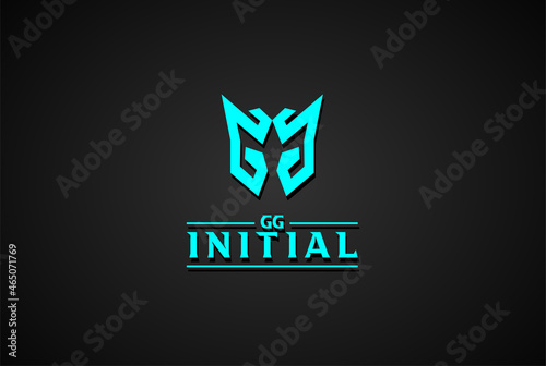 Initial Letter GG like Robot Head Face for Gaming Sport Logo Design Vector