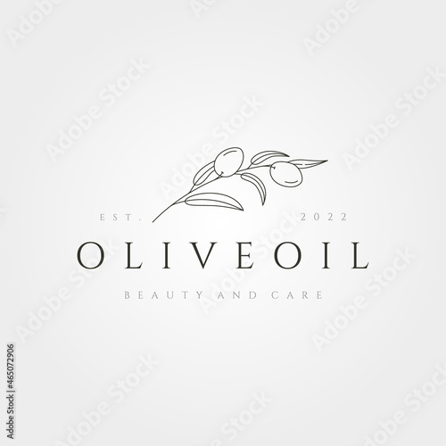 olive oil leaf line art logo vector symbol minimalist illustration design
